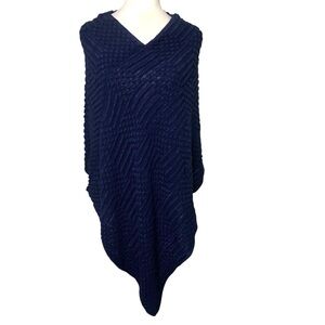 NWT Chico's Navy Blue Women’s Small/Medium Knit Sweater Poncho Warm Cozy Comfy